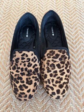 Birdies Leopard Print Slip-On Loafers in Brown and Black